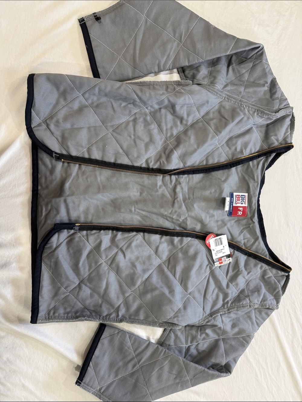 Men’s Quilted zip in/zip out Gray Work Jacket Liner Insert